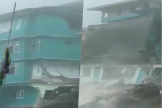 Due to heavy rains building has collapsed in Sikkim