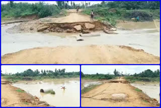 road has divided with tammileru water flow in krishna district