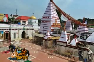 Basukinath temple silent due to corona on second somwari of Sawan in dumka