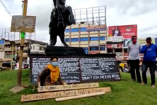 Young woman protests against Hubli-Ankola railway line