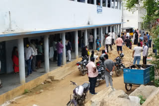 Rush in Covid Test Centre at Suraram Primary Health center in Medchal district