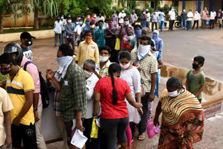 queue for corona tests at vijayawada