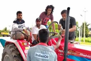 Actor Dharshan has drive a tractor