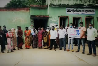 Dalits darna in front of revenue office in khammam district