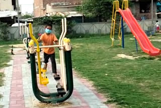 gym machines & swings are installed  in goyla dairy park behalf of MCD