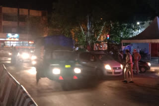 Delhi police doing picket checking at Delhi Gate in the night