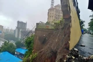 Protective wall collapses in Powai