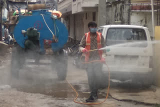 Spraying of sanitizer in the cantonment areas of Itarsi