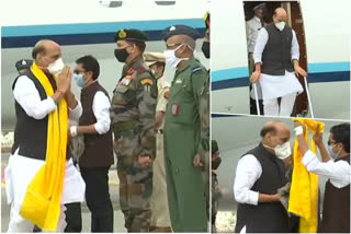 Defense Minister Rajnath Singh arrives in Ladakh