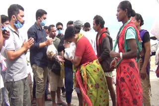 Flood relief distributed by AASU at Jonai