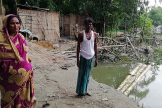 due to flood of beki river people lost their land house property etc