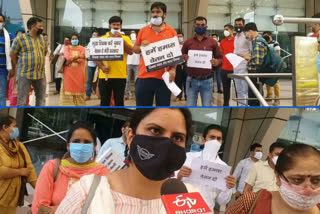 teachers protest at civic centre delhi due to not get salary