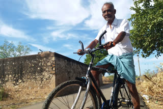 75 year old man traveled 650 km by his bycyle