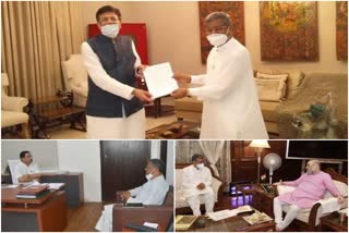 Babulal Marandi meet central minister Piyush Goyal and Prahlad Joshi, Babulal Marandi meet central minister in delhi, news of Babulal Marandi, news of Piyush Goyal, केंद्रीय मंत्री पीयूष गोयल से मिले बाबूलाल मरांडी, बाबूलाल मरांडी की खबरें, पीयूष गोयल की खबरें