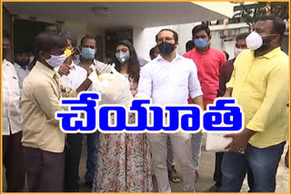 nandamuri yuvasena help to workers of movie theaters at khammam district