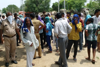 protest  in churu, electricity department