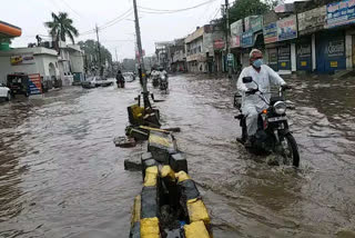 water logging problem create after raining in bhiwani