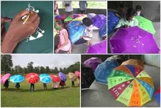 Umbrellas with Warli Painting