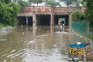 Water filled under bridge of Prahladpur railway underpass