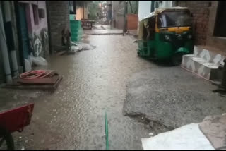 Waterlogging in the streets of Begumpur due to rain