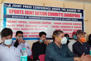 Press conference regarding construction of synthetic track in Bandipora