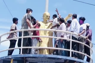 tnsf protest at kavali nellore district