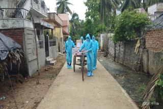 Family members conducted funeral wearing PPE kits !