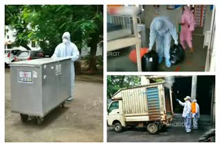 Health workers disposing of Covid Bio Medical Waste