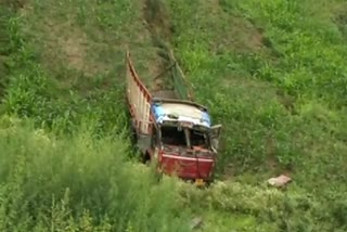 Cylinder truck dropped into hundred feet below road in Karsog