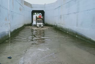 Water filled in underbridge in Bilar village of Jalore