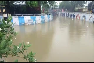 10 to 15 feet of water accumulated in the railway underpass due to rain