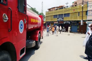 sanitation work after increasing of corona infection in Garhwa