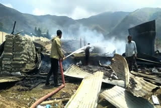 Fire damaged store shed at letapora, pulwama