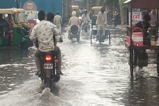 Waterlogging in the road to Main Bazaar in Karawal Nagar Assembly