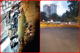 Road closed due to road sinking on Ashoka Road