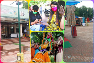 colors of teej festival is not seen at delhi haat due to corona pandemic