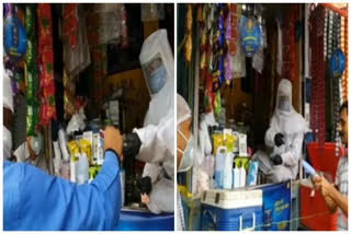 Shopkeeper in Banaras sells Paan donning PPE kit