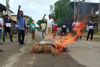 Protest for release of akhil by various organisation at amguri