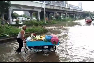 waterlogging in Dwarka Sector 14 Metro Station delhi