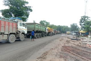 10 km blocked in katghora Bilaspur National Highway due to rain