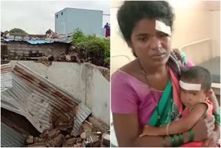 Home wall collapse in Yadagiri