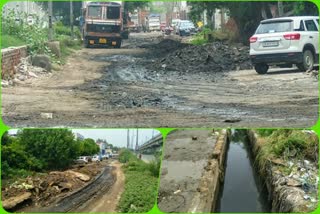 Dirt spread on roads during cleaning of drains in Mundka area