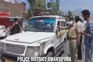 police seized 34 vehicles for violating lockdown in awantipora pulwama jammu kashmir