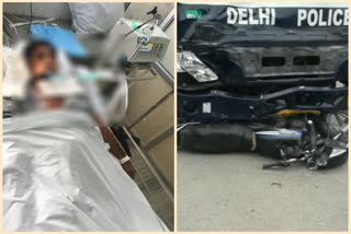 delhi police driver crushes two from car, one dead