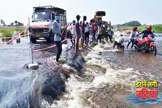 flood water Boarded up on NH-28A at many places in motihari