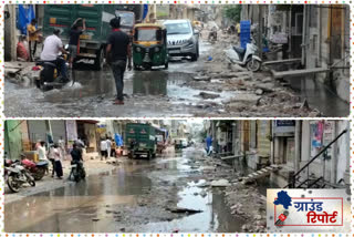 main road of mangal bazar is in bad condition at sangam vihar delhi