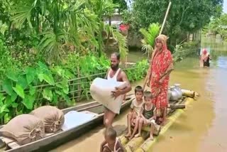 Critical condition in between flood affected people at Kampur