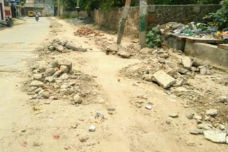 debris due to delhi jal board work causing problem to people at ranhola village