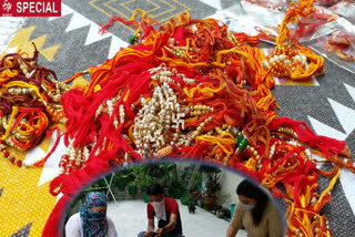 hand made rakhi being prepared for raksha bandhan by cait women wing