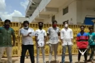 Student leaders protest child labor in a food processing company in Medchal district